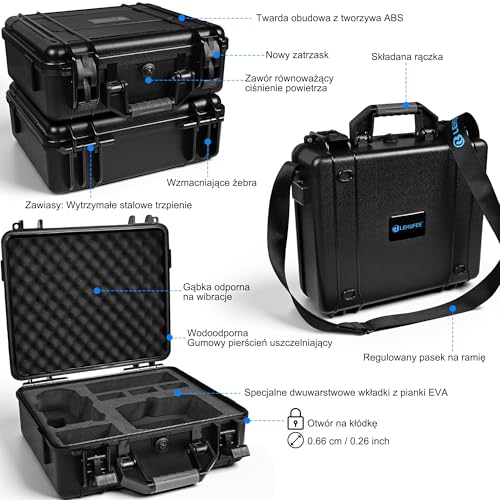 LEKUFEE Wodoodporna Walizka z Twardą Powłoką kompatybilna z Drona DJI Mini 5 Pro/4 Pro/Mini 3,DJI RC 2/RC/ N2/N1 Zdalnego Sterowania i Akcesoriów (tylko walizka)