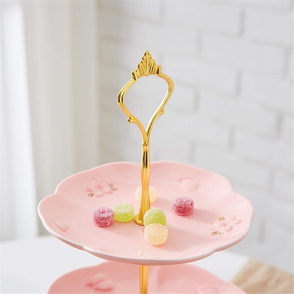 3-Tier-Porzellan-Cupcake-Ständer - Rosa Dessert-Kuchen-Ständer - Gebäck, das Tablett-Platte für Teeparty, Hochzeit und Geburtstag