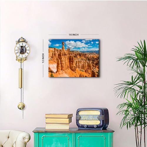 Image of Bryce Canyon National Park Canvas Wall Art Utah Beautiful Orange Mountain Photograph Picture Home Decor for Living Room Bedroom Office Wall Decoration Modern Artwork Framed Ready to Hang 12x16 inch