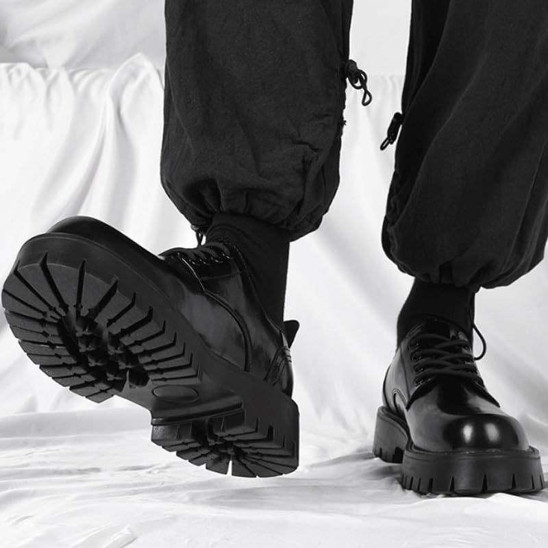 Men's Business Office Wedding Formal Modern Oxfords Fashion Classic Round-Toe Lace Up Low Top Leather Dress Shoes for Men3