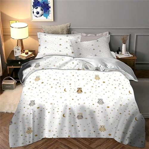 Housse de couette hibou 3D 135x200cm pour lit simple - 6