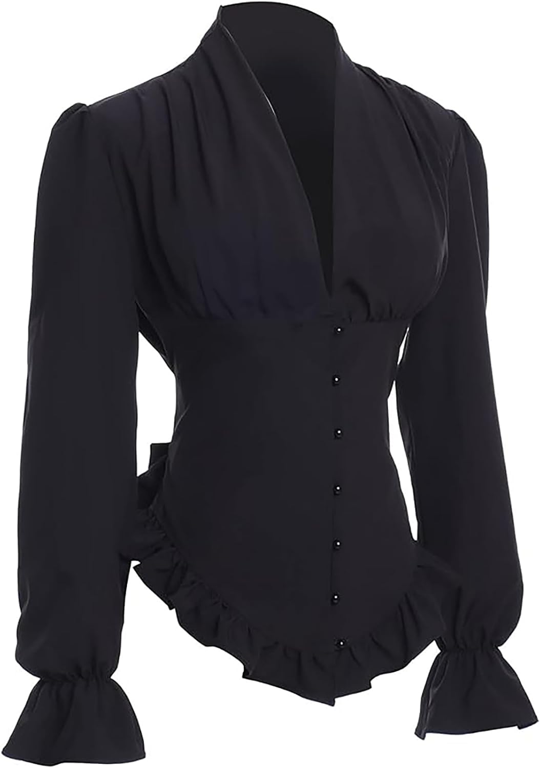 Victorian Blouse for Women Vintage Ruffle Long Sleeves Shirt Tops - Image 3