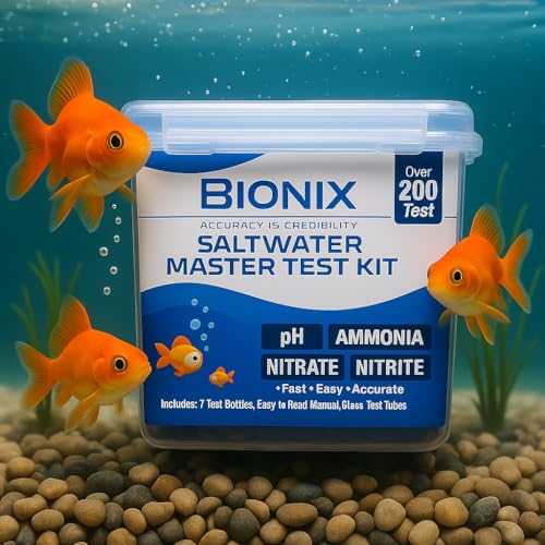 Image of BIONIX Saltwater Master Test Kit (200 Tests) | ph Ammonia Nitrite & Nitrate Test kit for Aquarium.