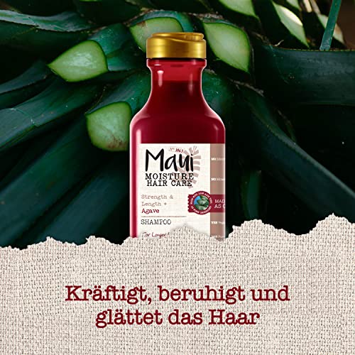 Foto von Maui Moisture Strength & Length Agave Shampoo (385 ml), feuchtigkeitsspendendes Anti-Haarbruch & Haarpflege Shampoo, reich an Agave, Hibiskusöl & Ananasextrakt, ohne Silikone, Sulfate & Parabene