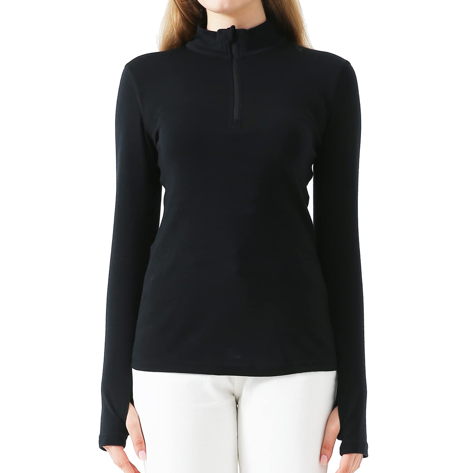 HIKAROAmazon Brand - Hikaro Women’s Sports Running Tops Shirts- Merino Wool, UPF 50+ Sun Protection, Breathable, Quick-Dry - Long Sleeve Sweatshirt with Thumb Hole for Workout, Gym, Yoga, Pilates