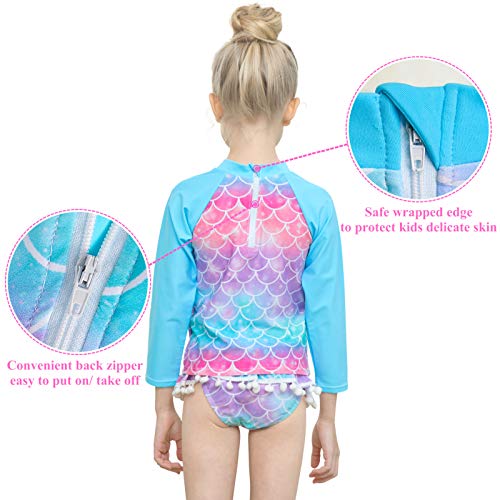▷ MHJY - Traje de baño de 2 piezas de manga larga para niñas