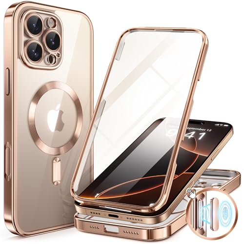 BERFY for iPhone 16 Pro Case, Compatible with MagSafe, Built-in 9H Tempered Glass Screen Protector and Camera Protection, Full Body Shockproof Phone case for 16 Pro 6.3