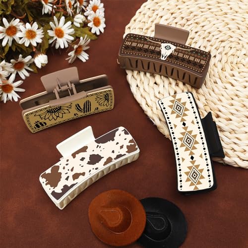 Pinzas de cabello Western Leather con diseño floral y estampado vaquero miniatura 6