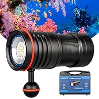 TrustFire DF50 KIT Unterwasser Tauchen Taschenlampe 6500 Lumen mit 1 x Akkupack Type-C USB aufladbar und Wasserdicht bis 70M - Professionell mit 3 Verschiedene LED-Typ für Fotografie