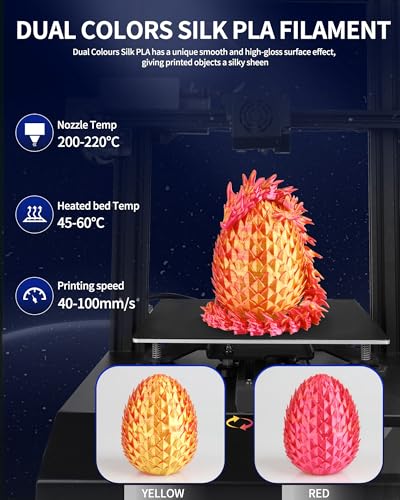 Image of LANDU Silk Dual Color PLA Filament 1.75mm 1KG, 3D Printer Filament Dimensional Accuracy + /- 0.02mm, Coextrusion Filament PLA Shiny Filament Fits for Most FFF 3D Printers,1KG Spool (2.2lbs) Red Gold