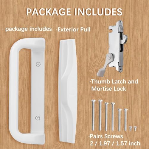 House Guard Sliding Patio Door Handle Set, Mortise Lock, 3-15/16", White - image 5