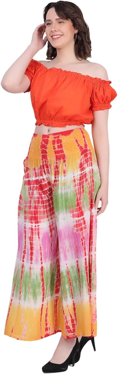Wevez Women's Casual Loose Fit Tie Dye Harem Pants Wide Leg Yoga Pant, Pack of 03 Assorted