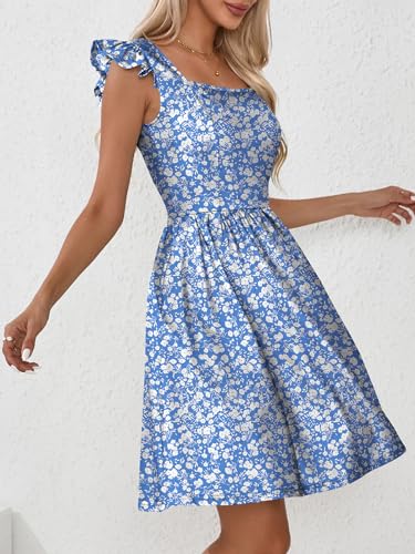 Naggoo Women's Summer Dresses Casual Square Neck Floral Sundress with Pockets A Line Flowy Beach Dress4