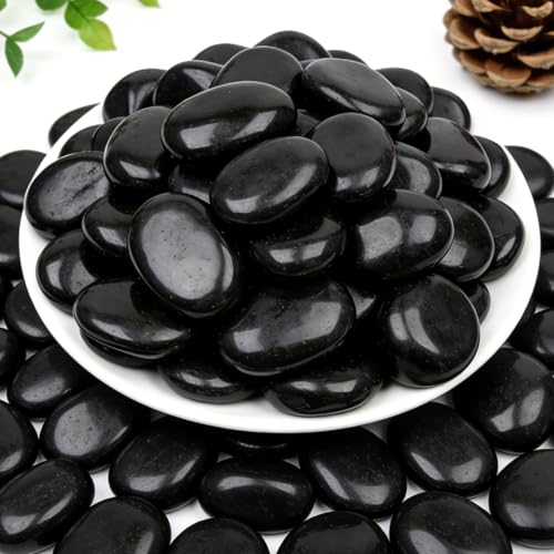 Mengdewei 12 lbs Black River Rocks for Landscaping 2-3 Inch Polished Pebbles for Garden Decorative Stones for Plants Succulents Aquarium Fish Tank Outdoor Yard Walkways & Paving