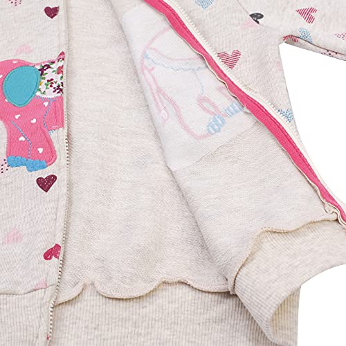 Popshion Toddler Girl Zip Up Elephant Sweatshirt Kids Winter Jacket Heart Print Hooded Coats Hoodie Outerwear 4T / 110 #TOP3
