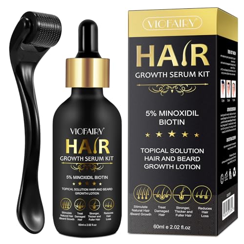 5% Minoxidil for Men and Women Hair Growth for Men Kit Hair Growth Serum with Minoxidil 5% & Biotin Hair Regrowth Treatment Natural Hair Growth for Thicker Longer Fuller Healthier Hair