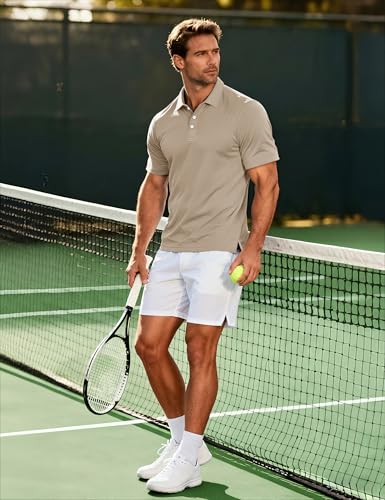 Image of MAGCOMSEN Men's Polo Shirts 3 Buttons Casual Work T Shirts Quick Dry Short Sleeve Golf Shirt Pique Jersey Outdoor Performance
