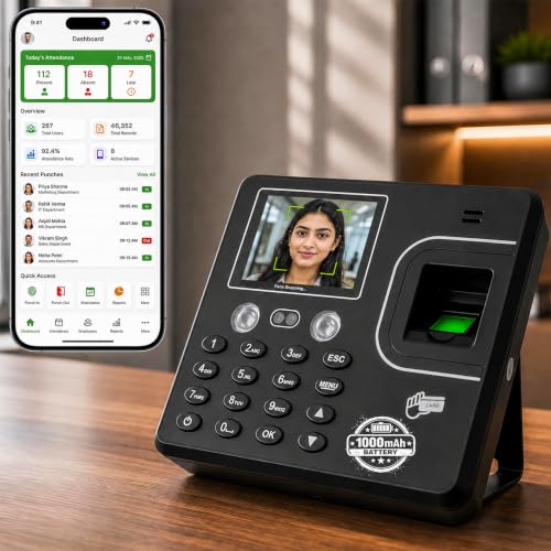 Image of Golens AI Face Recognition Biometric Attendance Machine (NEW Launch) with Fingerprint, RFID & Access Control | Smart Employee Attendance System for Office & Commercial Use, AM-04E