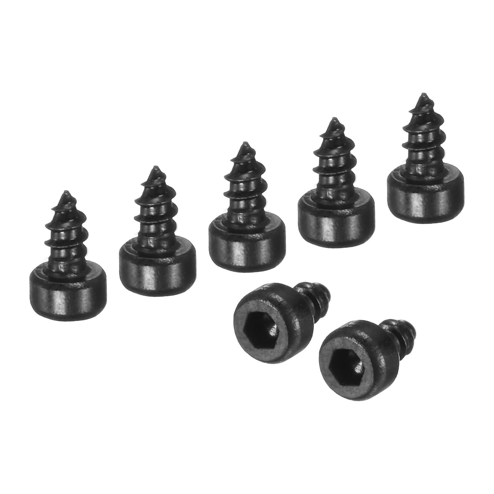 M METERXITY 100 Pack Hex Socket Head Screws, M2x4mm Stainless Steel Bolts Full Thread Self Tapping Screws for Furniture Machinery Electrical Appliances [Black]