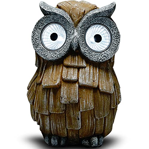 Yiosax Halloweenowl Garden Statue With Solar Light Eyes, Resin Statues And Sculptures Outdoor Garden Decor, For Patio, Lawn, Yard | Unique Housewarming Gifts(7.68Inch Tall） #TOP8