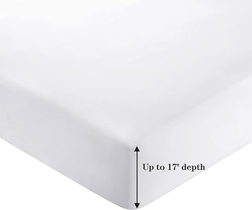 Miniatura 2 de Marina Decoration Sábana bajera ajustable de bambú sólido ultrasuave y sedosa con bolsillo profundo para todas las estaciones, sin arrugas, color