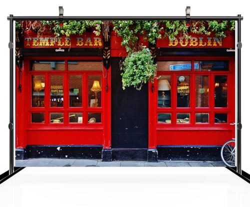 chnywork 7x5ft Dublin Temple Bar Backdrop Photography Ireland Downtown Street Pub Background Irish Party Decor European Ireland Wedding Travel Lovers Adult Vacation Artistic Portrait Photo Props by CHNYWORK - Used condition - Image 4