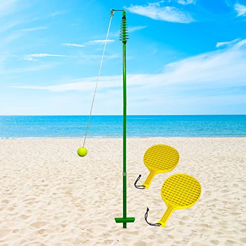 Sandora 25030 Circletennis - Twistball - 3-teilig grün/gelb für tollen Garten Spielspaß und jegliche Freizeitaktivität für Camping und Unterwegs EIN absolutes Kindervergnügen