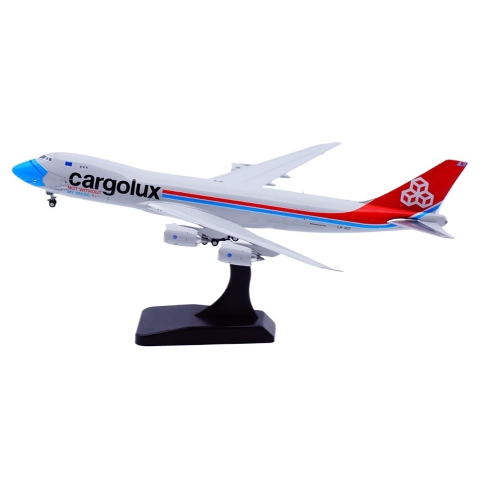 Repliki modeli samolotów dla Cargolux B747-8F LX-VCF 1:400 odlewany model samolotu – samolot w skali 19 cm ze stojakiem miniaturowy model samolotu