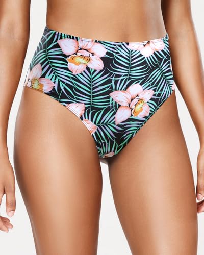 Image of Tempt Me Womens High Cut High Waisted Bikini Bottoms Tummy Control Bathing Suit Bottoms Swim Bottom Swimsuit Bottom