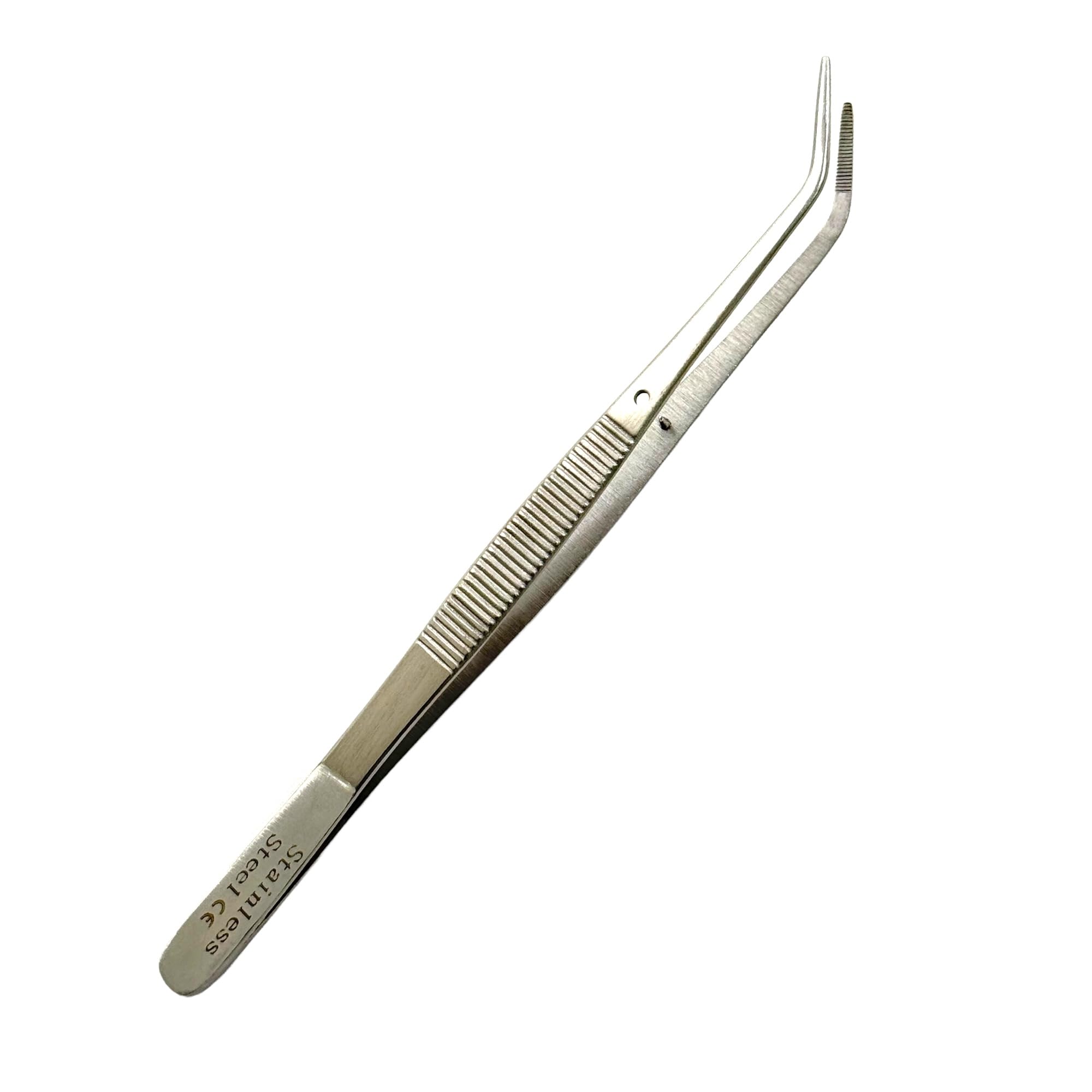 6in (15.24cm) College Cotton Pliers Thumb Tweezers with Guide Pin, Serrated Tips, Curved | Stainless Steel Dental Application & Laboratory Instruments (1)