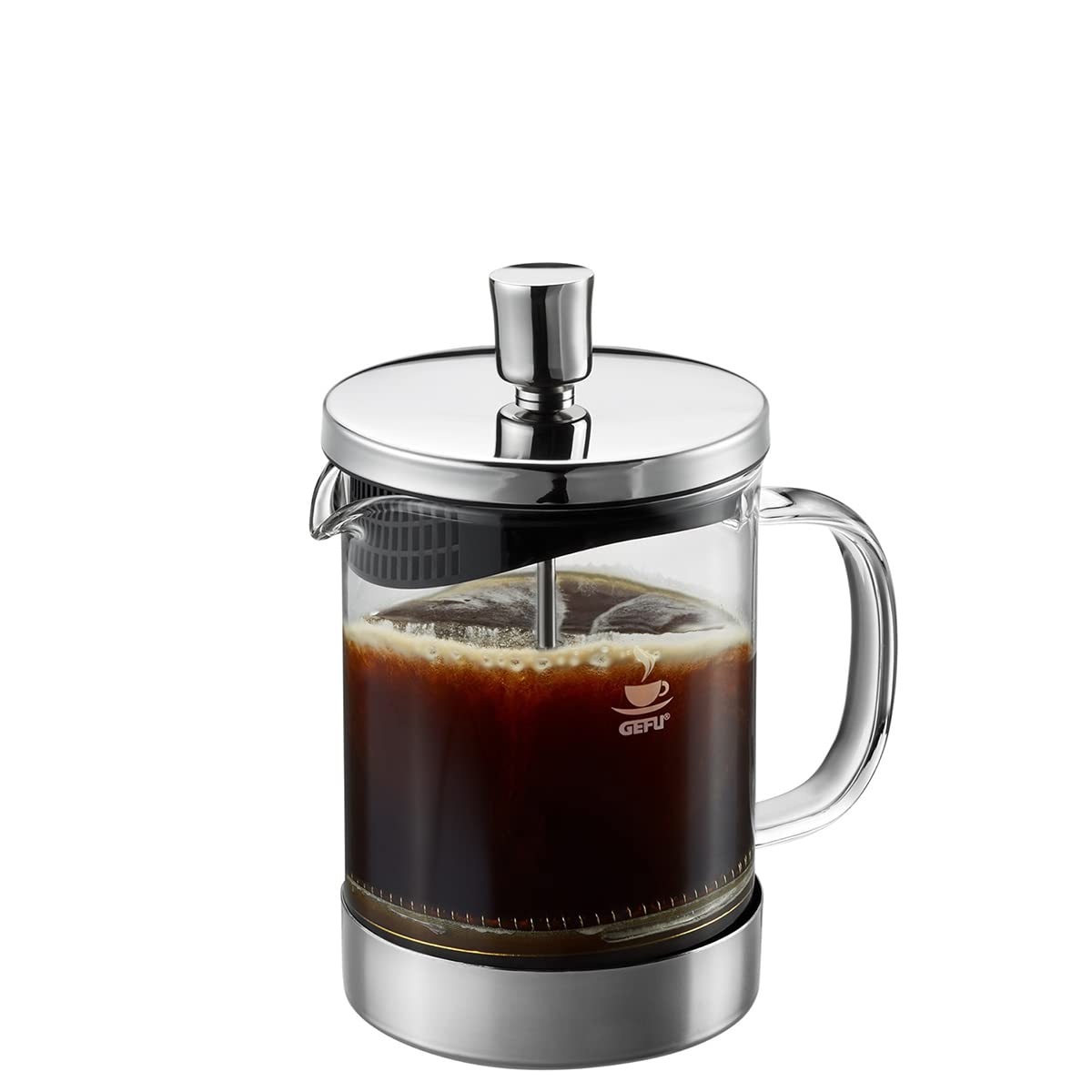 GEFU Kaffeebereiter DIEGO 600 ml | French Press aus Borosilikatglas & Edelstahl | Für 5 Tassen Kaffee oder Tee | Abnehmbarer Boden, spülmaschinengeeignet