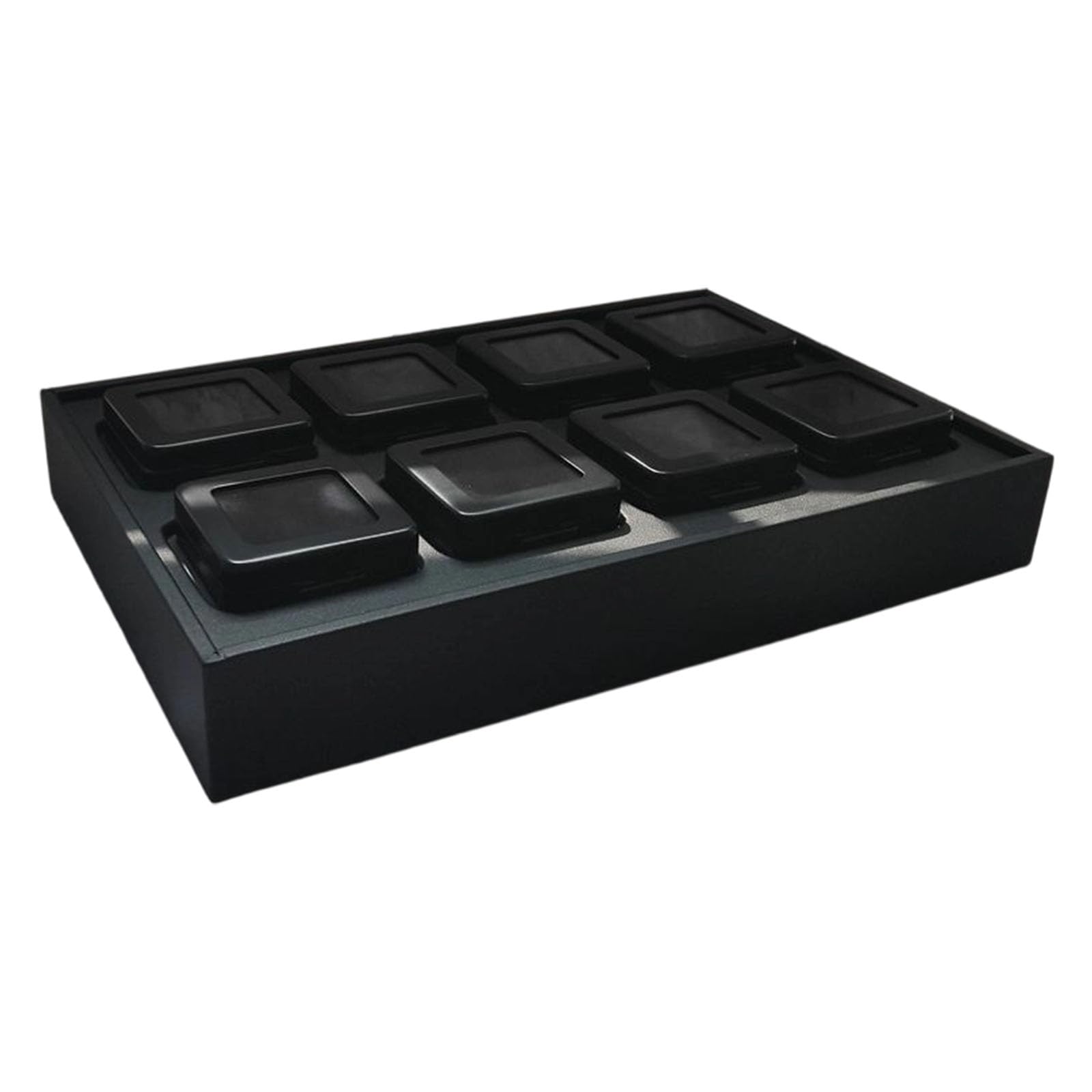 Piceioep Metal & Glass Lid Display Tray for Loose Diamonds & Gemstones 8 Compartment Jewelry Storage Organizers with Clear Window Jewelry Store Exhibition Tray