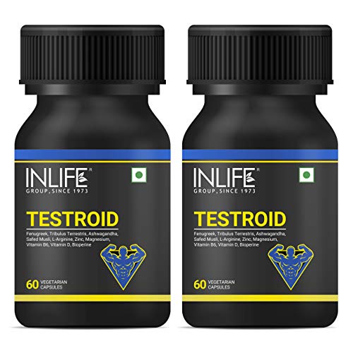 INLIFE Testroid Supplement for Men with Zinc Monomethionine Magnesium Aspartate Tribulus Terrestris, Ashwagandha, Safed Musli, Fenugreek – 60 Vegetarian Capsules (Pack of 2) INLIFE Testroid Supplement for Men with Zinc Monomethionine Magnesium Aspartate Tribulus Terrestris, Ashwagandha, Safed Musli, Fenugreek – 60 Vegetarian Capsules (Pack of 2)