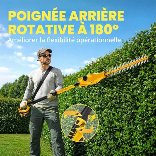 Alloyman 20V 4,0 Ah Taille-haie sans Fil télescopique, avec 2 Batteries et Chargeur, 2,4 m pour Couper Les arbustes – vue 5