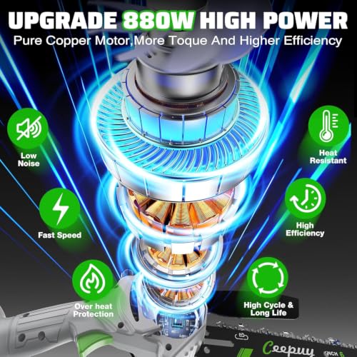 Image of CEEPUY Mini Chainsaw, 6 Inch Portable Electric Chainsaw with 2 Batterys /Automatic Oiler /Security Lock /Powered Small Handheld Saw for Trees Branches Trimming
