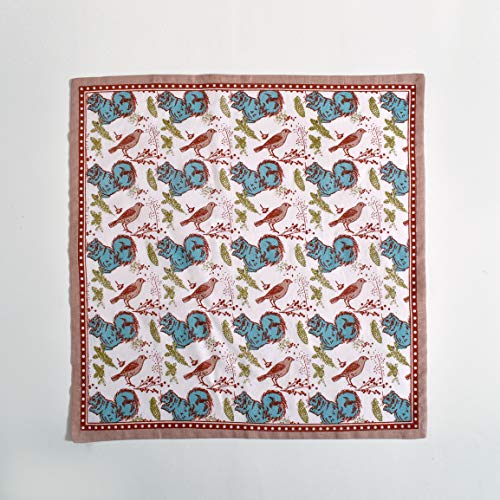 Fingercraft Printed Cloth Napkins, Set Of 12 Printed Designer Napkins Perfect For Family Dinners | Weddings | Cocktail | Hotel I Kitchen | Thanksgiving/Christmas (20’’X20’’ Oversized). Rust Bird #TOP2