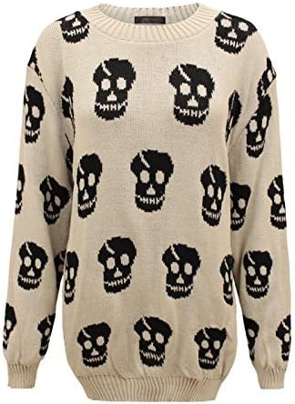 Envy Boutique Women's Skull Print Knitted Waterfall Winter Top Plus Sizes