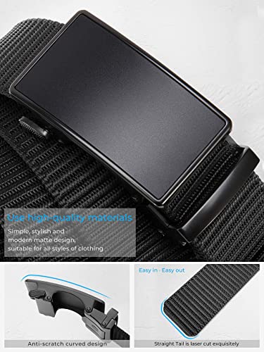 Chaoren Golf Belt For Men - Nylon Ratchet Belt 1 3/8" For Casual Pants - Outside Tail Design Easier To Tighten #TOP7