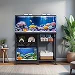 20-29 Gallon Aquarium Stand with 6 ft Power Strip, 5-Tier Metal Frame Fish Tank Stand 20 Gallon Fish Tank Stand 31.5" L*15.75" W Tabletop 400lbs Capacity (Pure Black, 20-29 Gallon) - Image 4