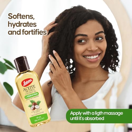 JALOMA Coconut Oil with Keratin to Help Strengthen Hair, 4 Oz Bottle - Image 4