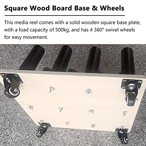 Carrello portatile in tessuto metallico con tavola in legno, supporto per supporti per fotografia, carta e rotoli di vinile, ideale per ufficio e negozio di stampa