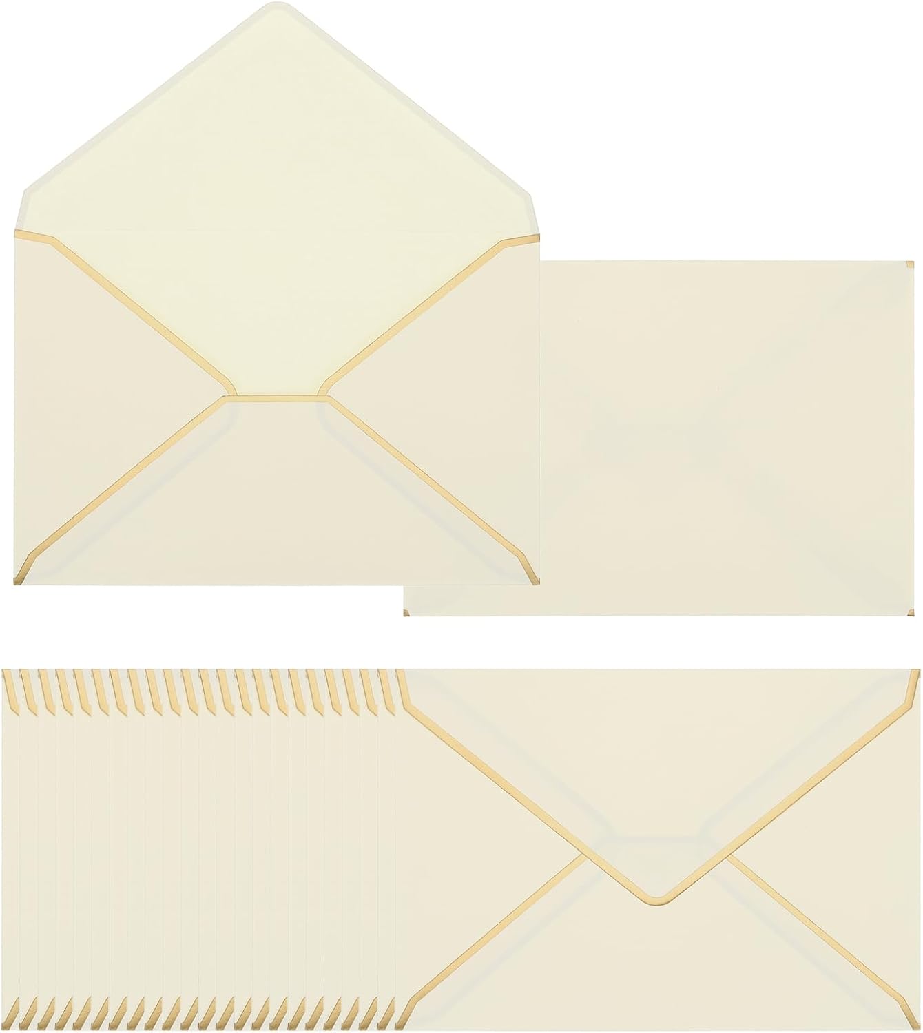Patikil 200 Pack 5 x 7 Gold Border Christmas Envelopes for A7 Cards, Office, Wedding, Gift Cards, Invitations, Photos, Graduation (Champagne)