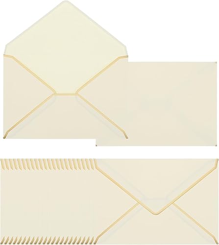 Miniatura 7 de PATIKIL Paquete de 100 sobres de 5 x 7 para tarjetas A7, sobres de Navidad, sobres con solapa en V con borde dorado para oficina, tarjetas de regalo