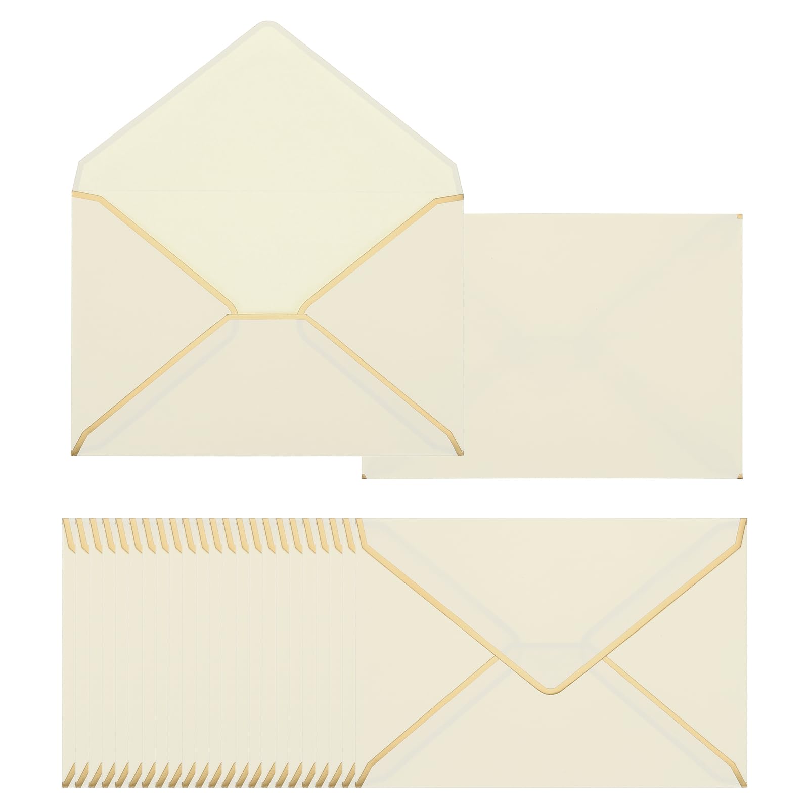 Patikil 200 Pack 5 x 7 Gold Border Christmas Envelopes for A7 Cards, Office, Wedding, Gift Cards, Invitations, Photos, Graduation (Champagne)