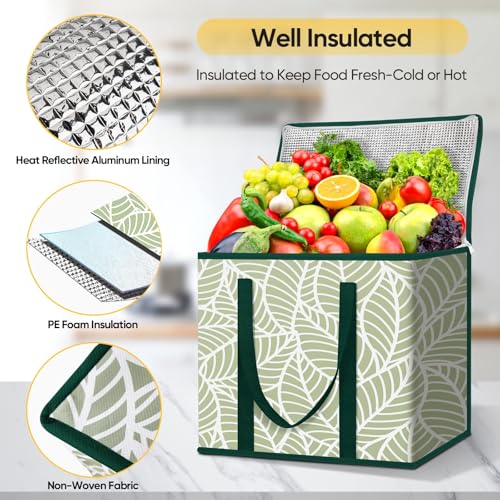 image for BALEINE 2Pk Insulated Reusable Grocery Bags, Collapsible Cooler Bag fo