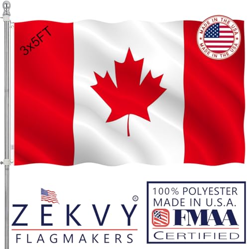 ZEKVY Canada Flag 3x5 Outdoor Made in USA - Double Sided Heavy Duty Vivid Color Canadian Flag with 2 Brass Grommet