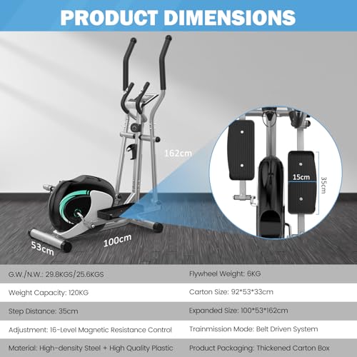 Image of Elliptical Exercise Machine, Dripex Magnetic Elliptical Machine for Home, Hyper-Quiet Elliptical Training Machines w / 13.2lbs Flywheel, 16 Resistance Levels, Pulse, LCD Monitor