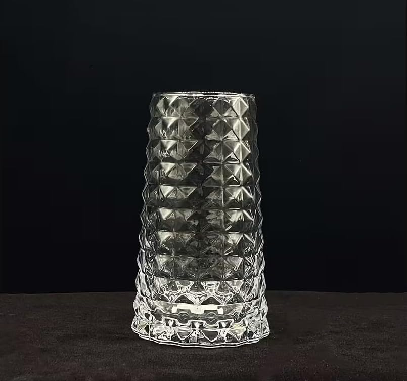 Image of Premium 450ML Water - Juice Glasses Drinking Glasses Set of 2, Highball Lead-Free Glasses, Tumblers for Water, Juice, Beer, Cocktail and Mixed Drinks (Daimond Cut Glass - A, Set of 2)