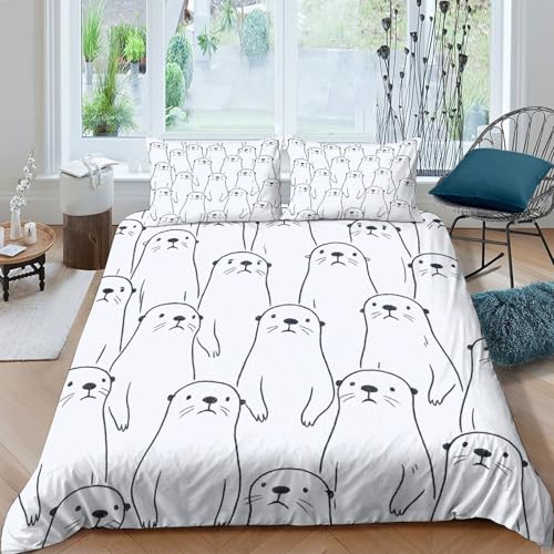 Housse de couette loutre 140x200 parure de lit 3D microfibre pour enfant - 4