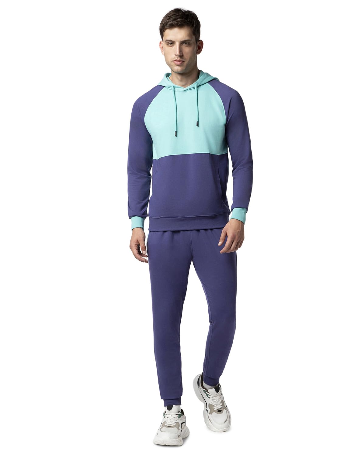 fyltr Men's Colourblock Hoodie & Jogger Casual Terry Cotton Blend Co-ord Set - Raglan Sleeve Detail | Utility Side Pockets | Full Sleeve | Tracksuit-picture-24